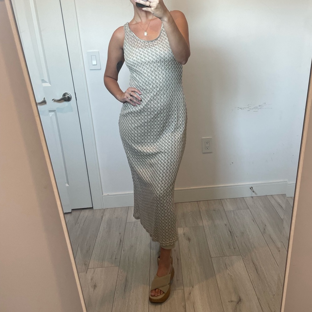 Vintage Crochet Overlay Dress